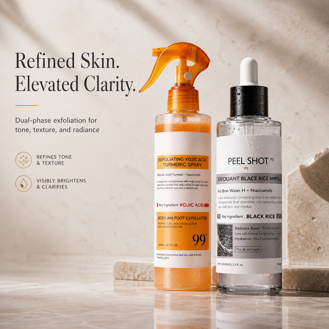 RiceBright™ - Body & Face Peel Shot Duo