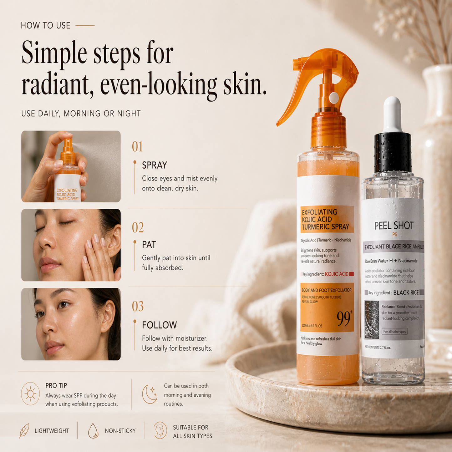 RiceBright™ - Body & Face Peel Shot Duo